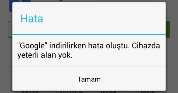 Cihazda yeterli alan yok uyarısı alıyorsanız hafıza kartınız dolmuş demektir.