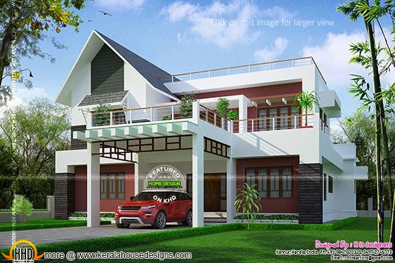 Modern sloping roof house
