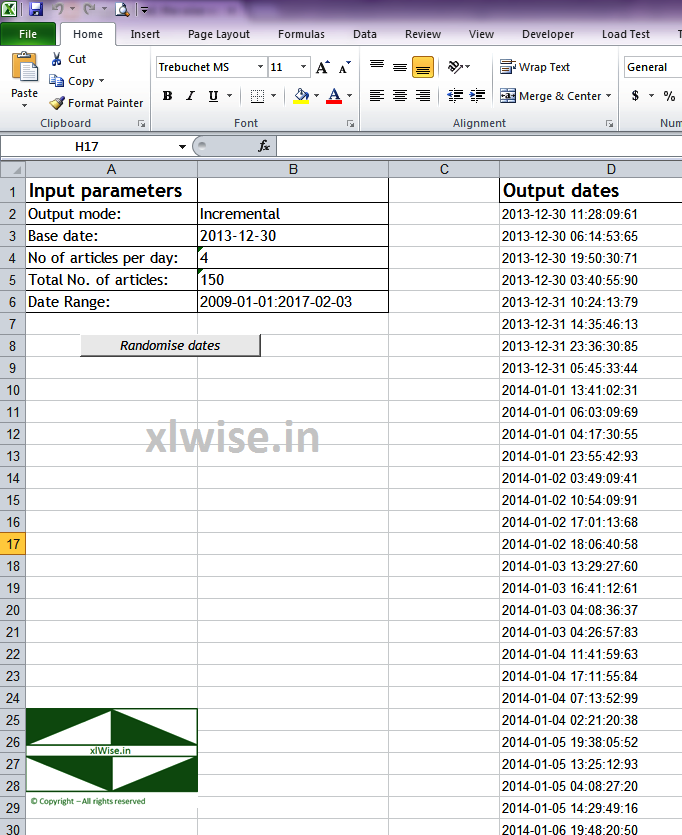 Date Randomiser Excel, the wise way