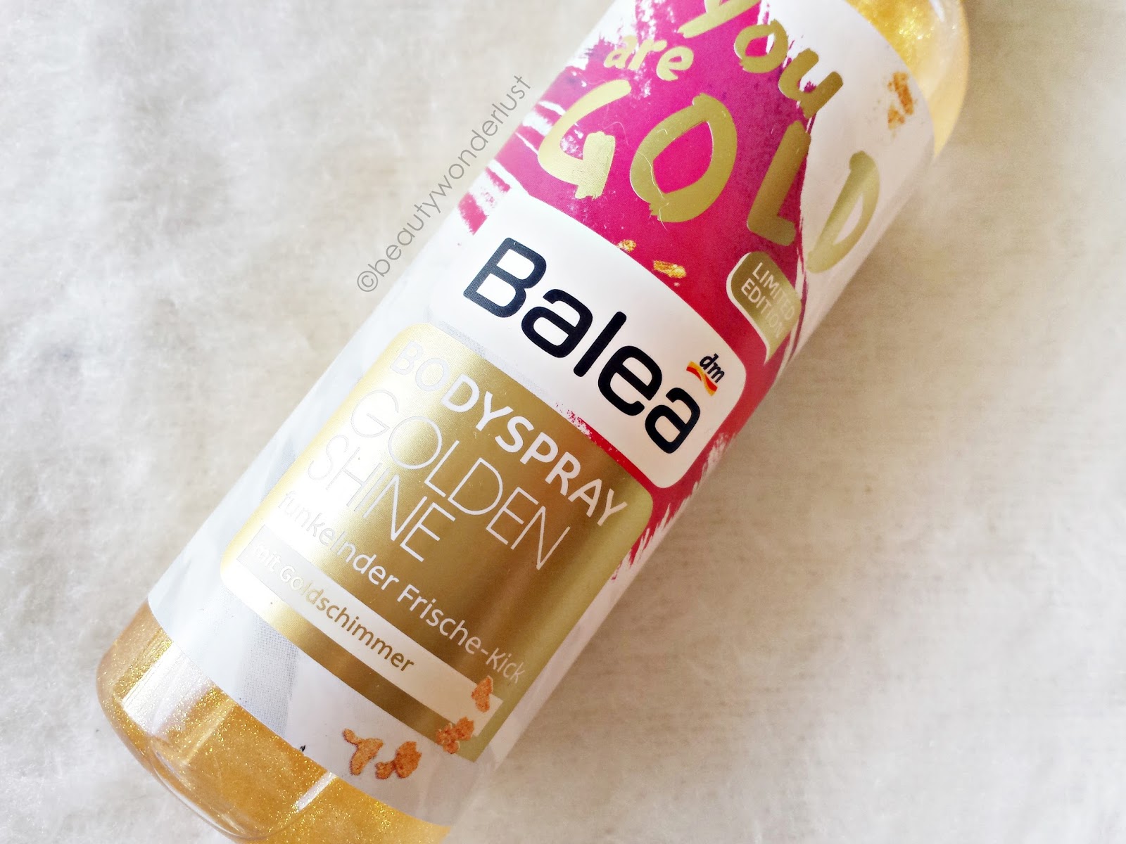 Balea Golden Shine bodyspray with golden glitter