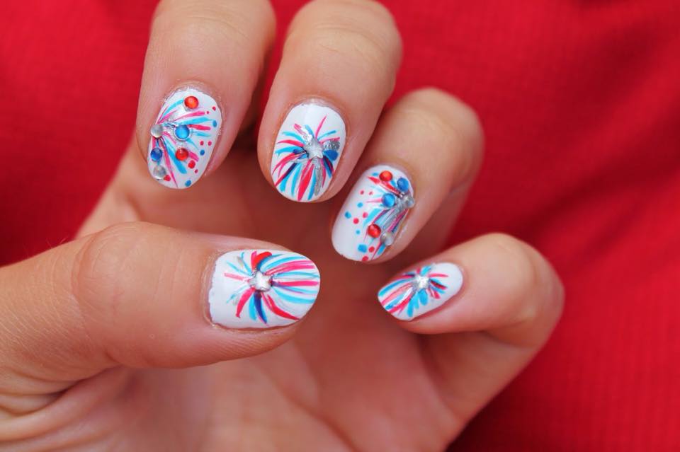 3. "Patriotic French Tip Nails with Fireworks Design" - wide 4