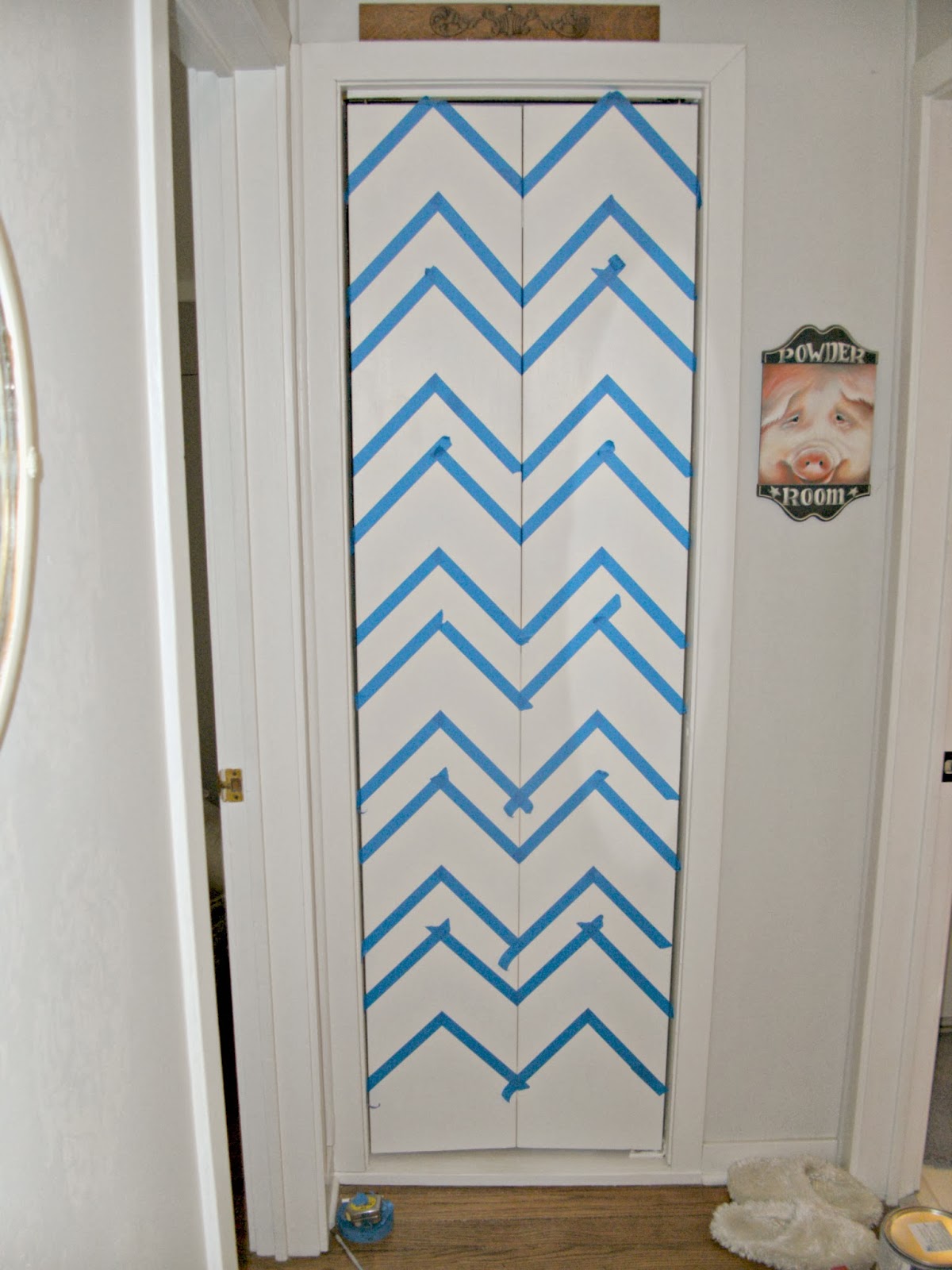 DIY Chevron Linen Closet Door Little Vintage Cottage