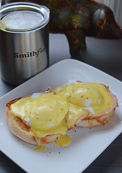 Eggs Benedict featuring canadian bacon made from Smithfield Prime Reserve