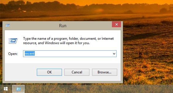 Type Recent On Windows Run