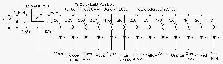 Simple 13 Color LED Rainbow Circuit Diagram | Super Circuit Diagram