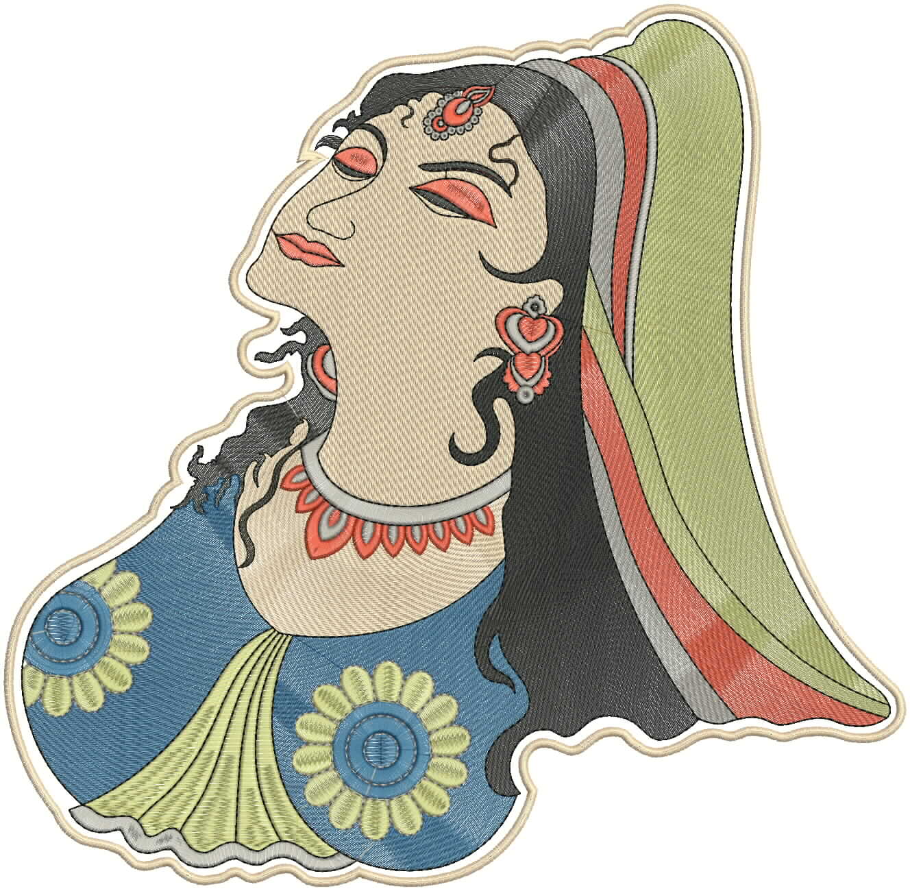 Embroidery the indian figure design