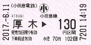 小田急厚木駅乗車券