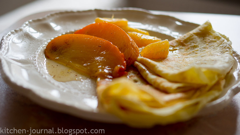 KITCHEN JOURNAL Crepes with caramelized fruit sauce