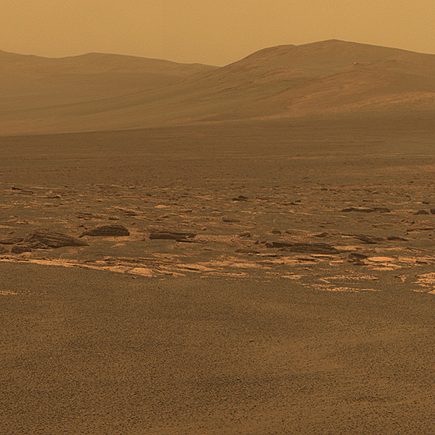 Mars Rover view of West Rim of Endeavour Crater on Mars