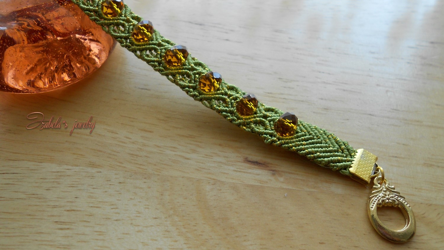 Macrame diamond square bracelets with glass beads / Izabela craftwork