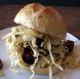 Sausage, sourdough, & sauerkraut sandwich