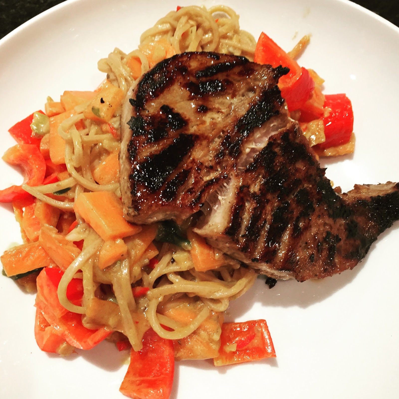 Sensational Seared Tuna with Thai Satay StirFry