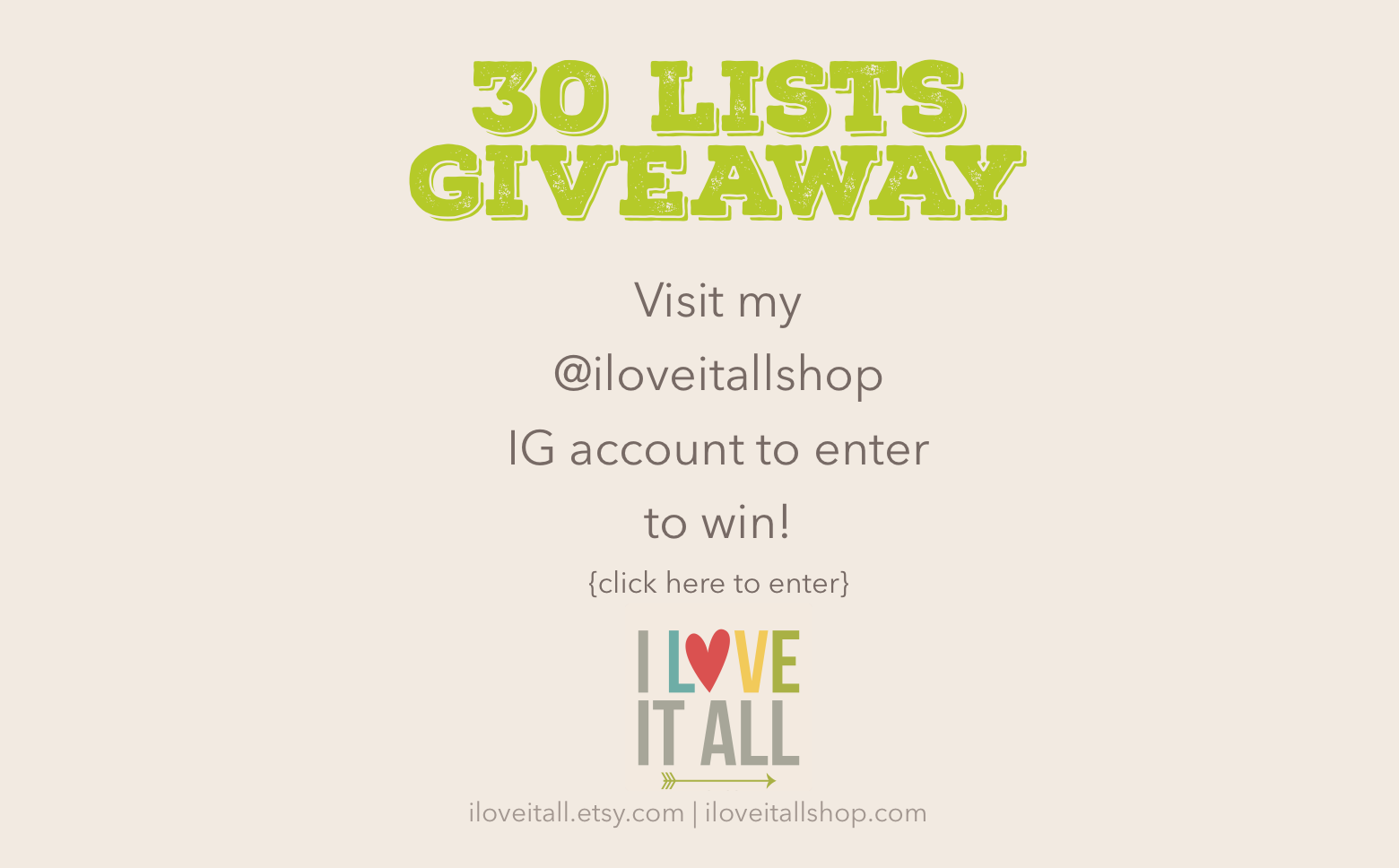 #giveaway #30 Days of Lists #listing challenge #list prompts #30lists