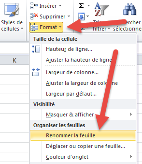 renommer une feuille excel