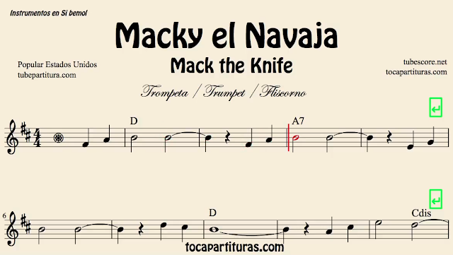 10 Partituras Populares Tradicionales 6º Partituras de MACKIE EL NAVAJA sheet music