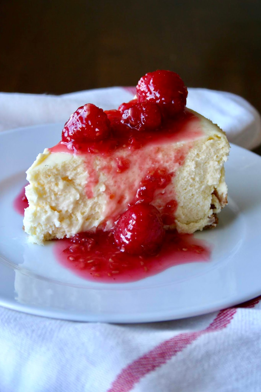 Foolproof Cheesecake with Fresh Raspberry Sauce