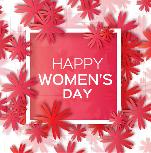 Women's Day 8 March holiday background with paper flower free vector