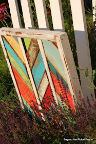 reclaimed wood art http://bec4-beyondthepicketfence.blogspot.com/2014/07/reclaimed-herringbone-art-and-tale-of.html