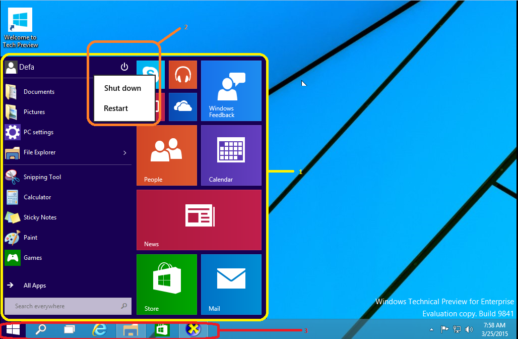 Antarmuka sistem operasi Windows 10