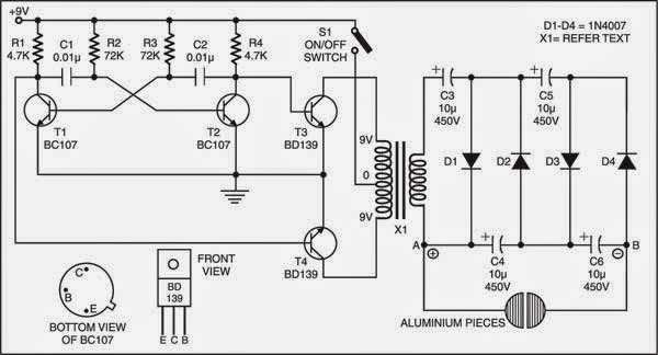 Simple Electric Shock Gun Circuit Diagram | Electronic Circuits Diagram