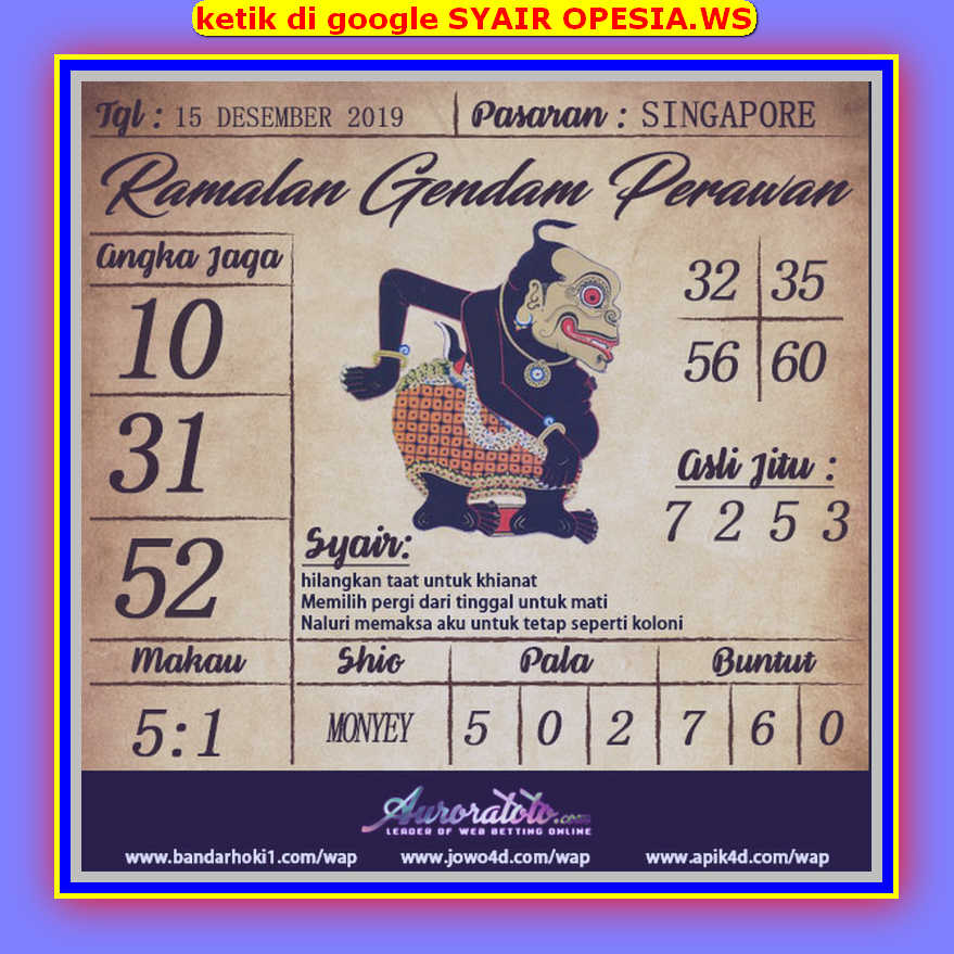 Kode Syair Singapore 15 Desember 2019 Forum Syair Togel Hongkong Singapura Sydney