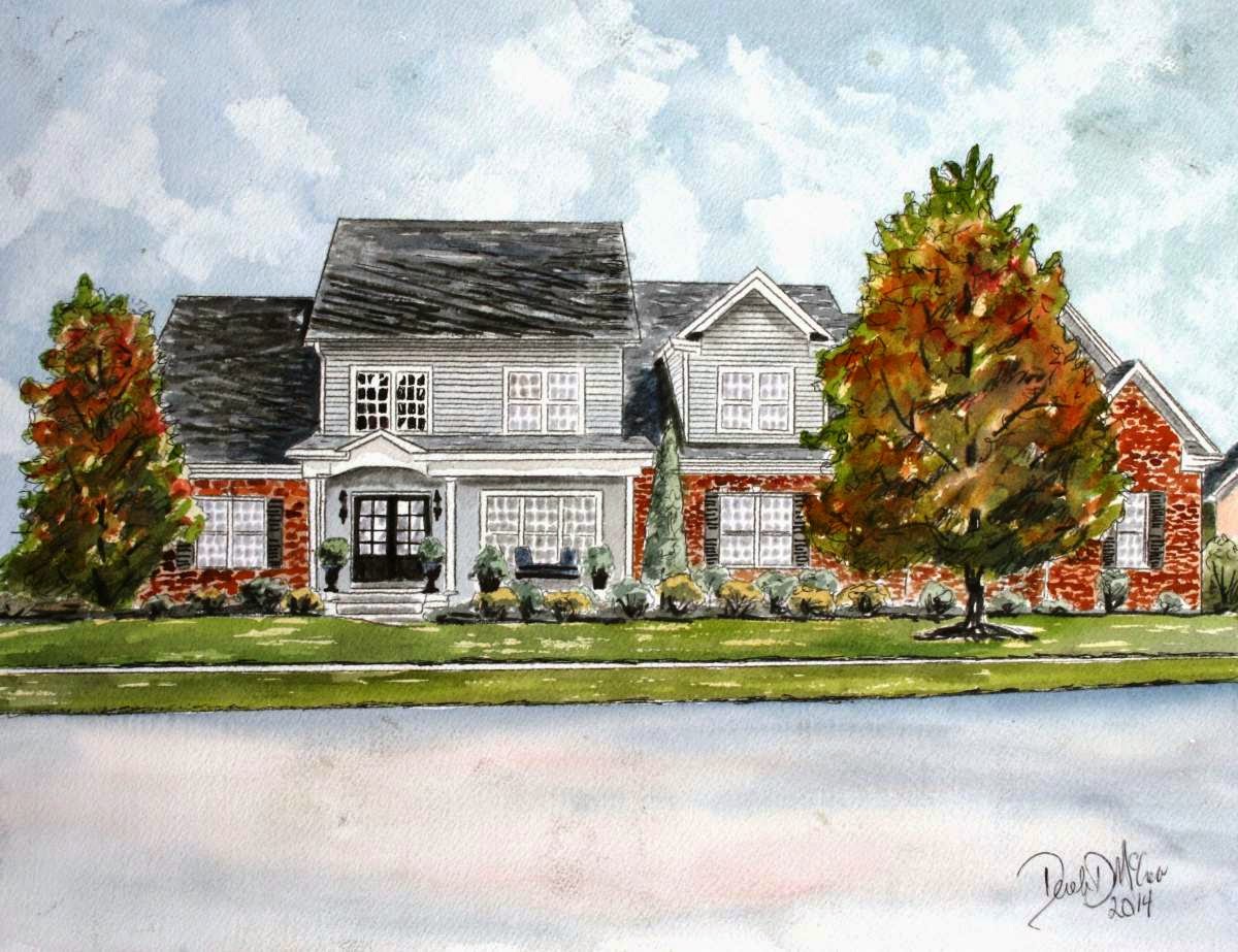 Watercolor Paintings Art by Derek McCrea Watercolor House Portrait