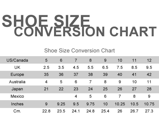 size 25 shoes conversion