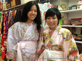 Two Girls Wearing Yukata Kimono from Kimono House NY