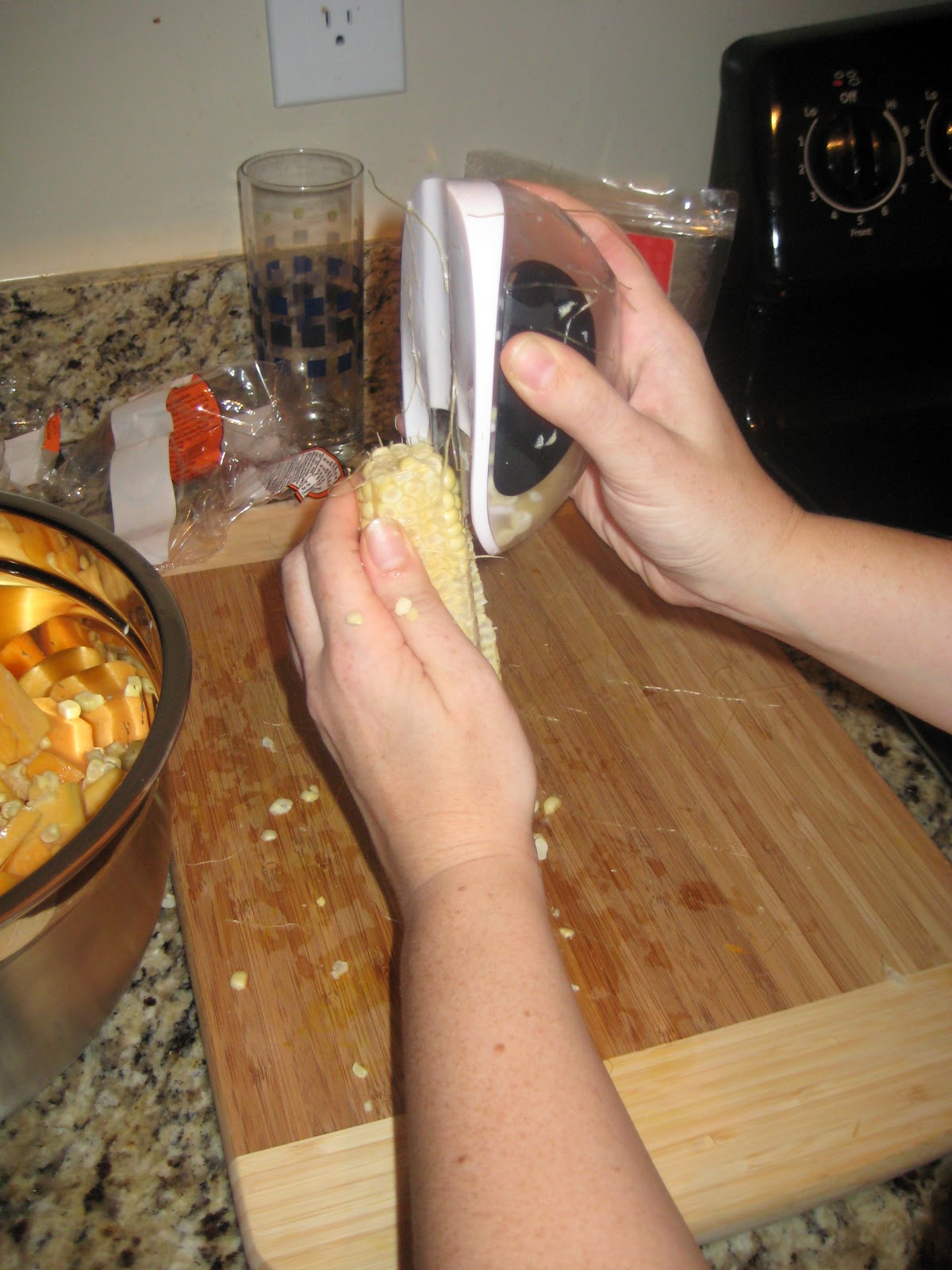 Adventures in Vegetarianism Roasted Butternut Squash with Corn