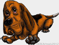 bassett hound dog cartoon drawing