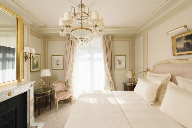 Tranquil guest suite with fireplace at Ritz Paris