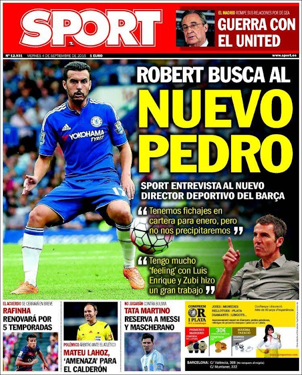 FC Barcelona, Sport: "Robert busca al nuevo Pedro"