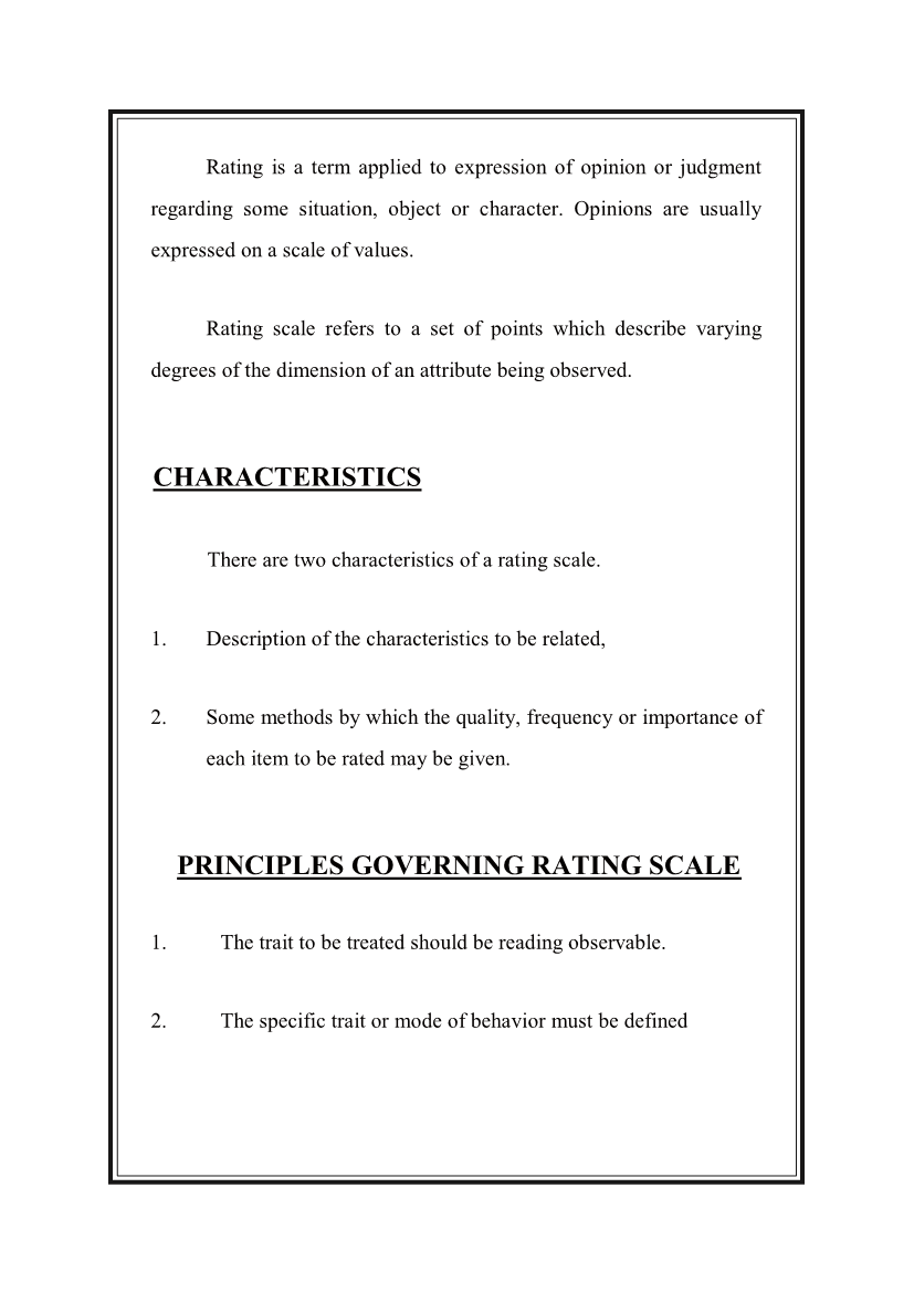 CHECK LIST AND RATING SCALE CHECK LIST AND RATING SCALE