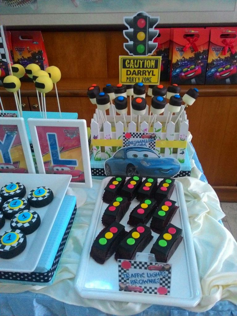 The Sensational Cakes cars theme dessert table singapore , cake pops