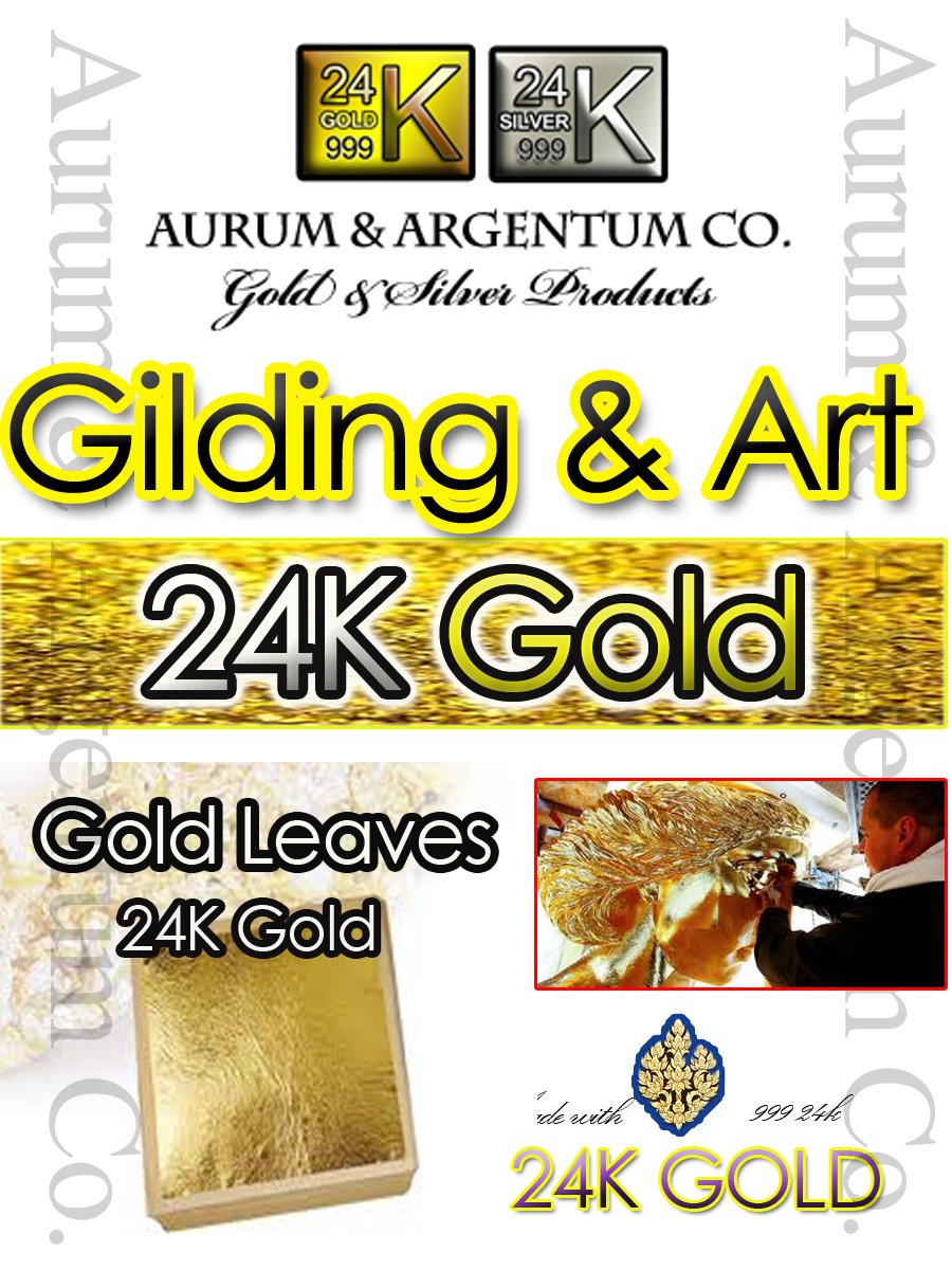 Aurum and Argentum Co. 24K Gold Leaf Gold Flakes and Gold Powder What