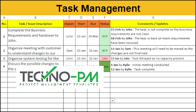 excel tasks template