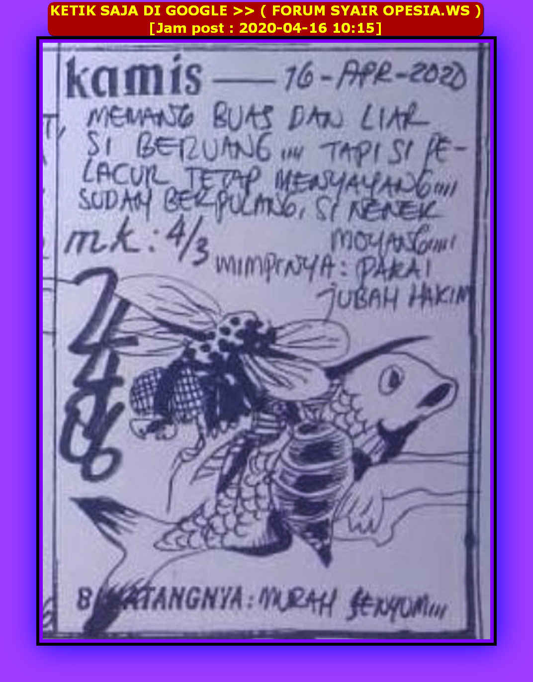 Prediksi Syair hk 16 April 2020 KODE SYAIR SGP SYAIR HK