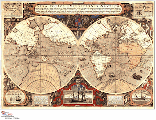 antique world map explorers