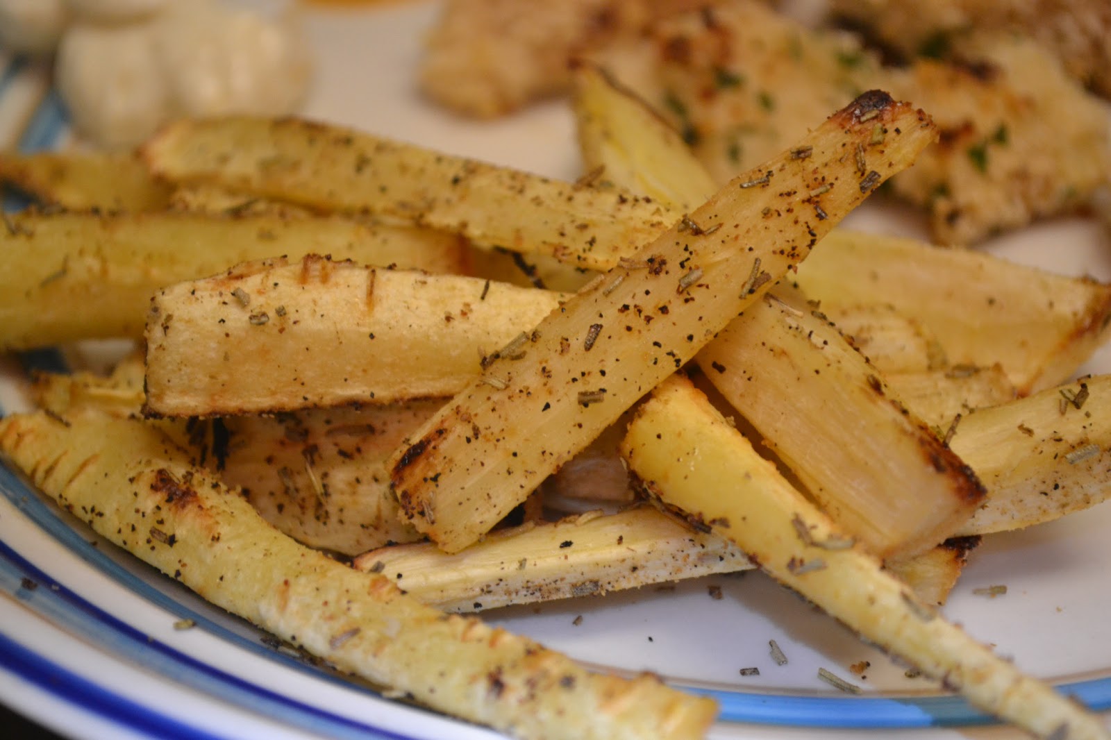 Gourmet, My Way "Healthified" Chicken Fingers and Fries (with Garlic