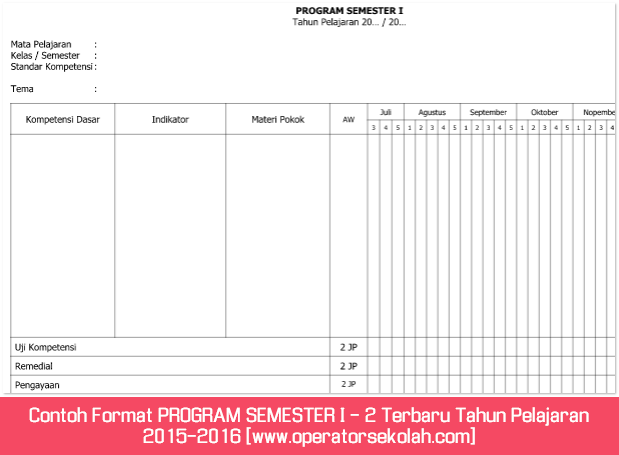 Contoh Format PROGRAM SEMESTER I - 2 Terbaru Tahun Pelajaran 2015-2016 [www.operatorsekolah.com]
