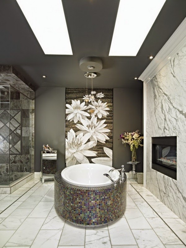 Ideas for bathroom with fireplace of Spa in your own home