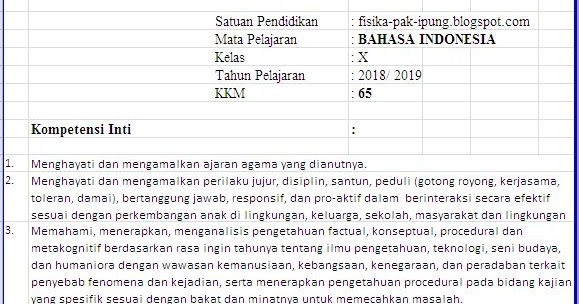 Kkm Bahasa Indonesia Kelas X Xi Xii Sma Ma Kurikulum 2013 Revisi 2018 Rpp Kurikulum 2013 Sma Revisi 2017