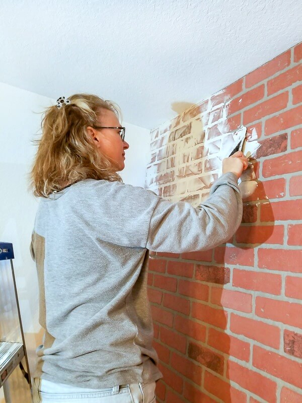 Faux Brick Wall with German Schmear DIY Beautify Creating Beauty at