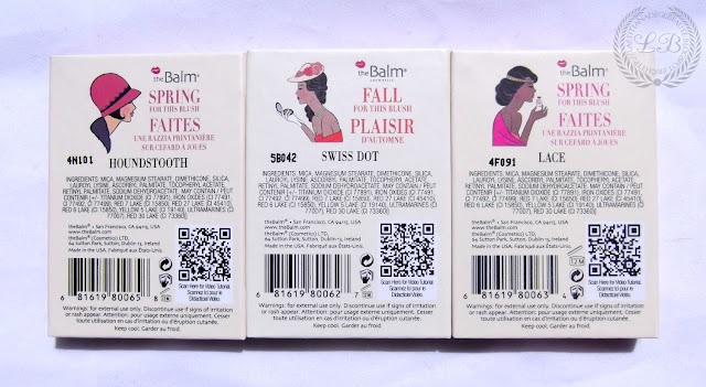 THEBALM COSMETICS - Instain Long Wearing Staining Powder Blush.LACE,HOUNDSTOOTH,SWISS DOT