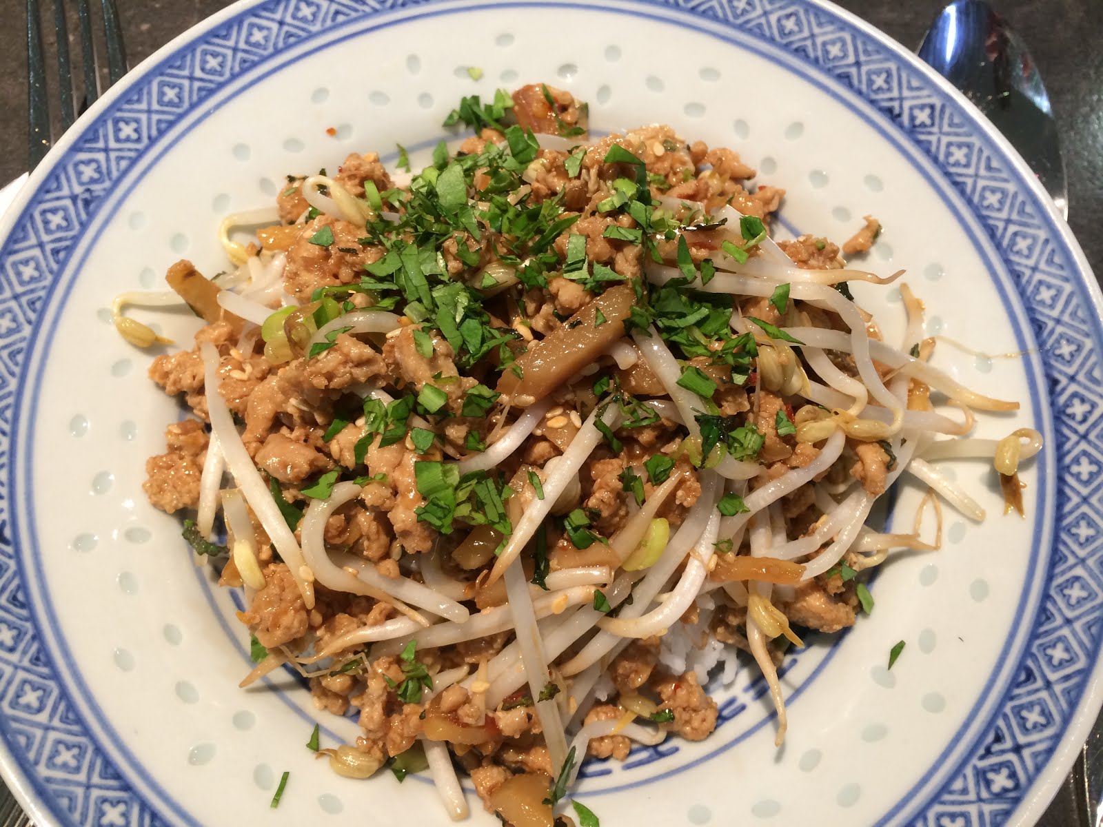 Spicy Chicken with Bean sprouts and Water chestnuts Stay Home Instead
