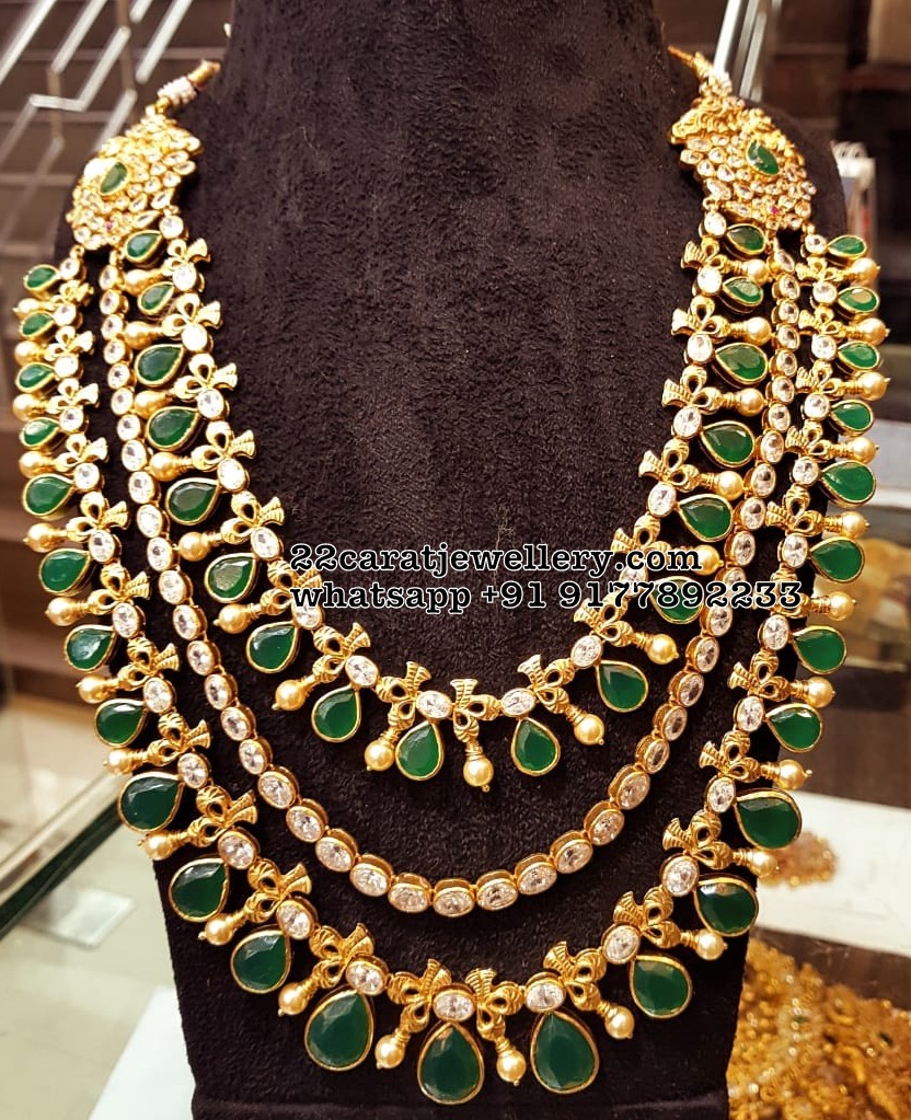 3 Layer Grand Emerald Set in Silver - Jewellery Designs