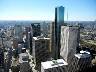The view from the Chase Tower Sky Lobby in Houston, TX