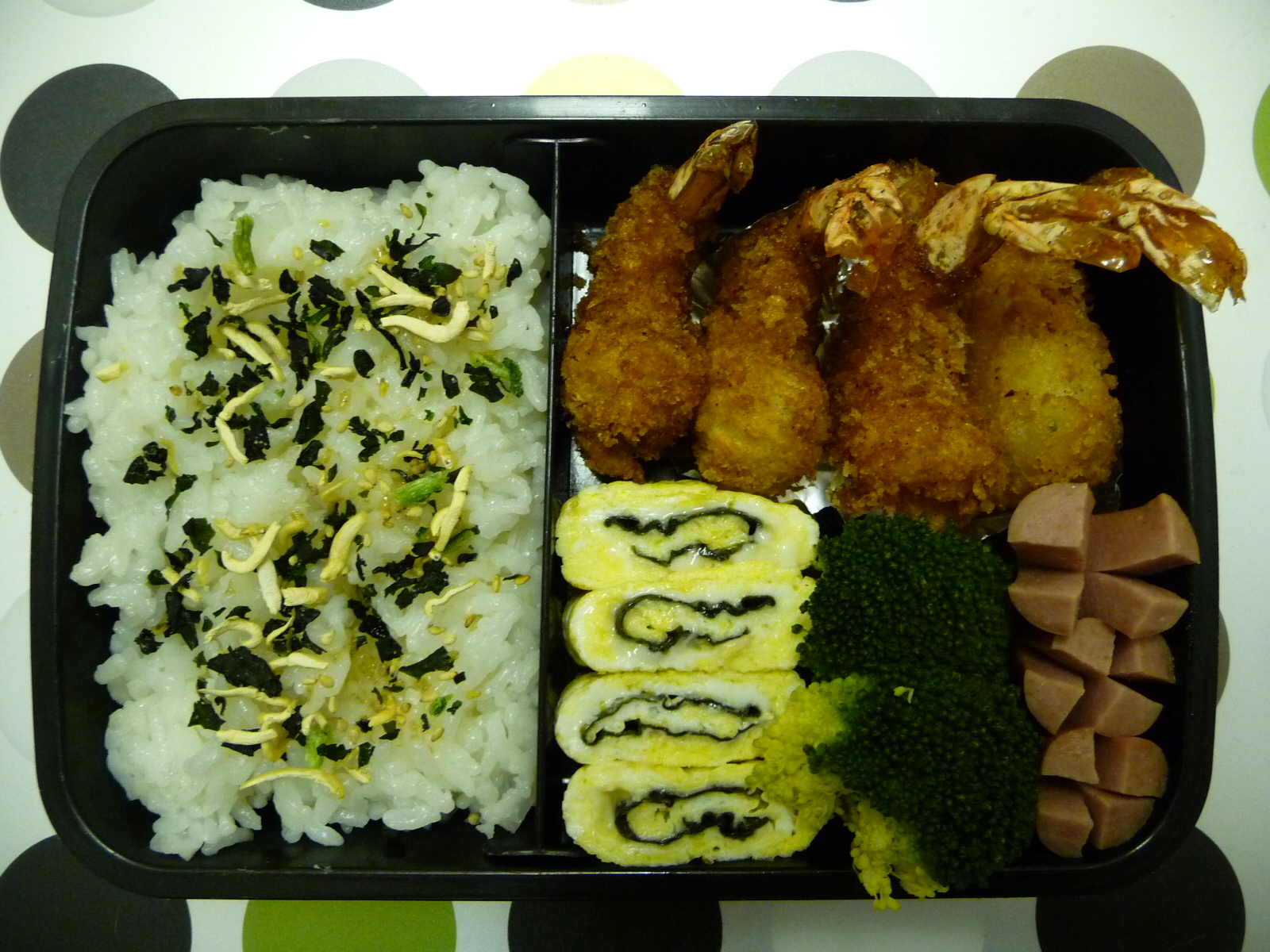 Canadian Hummingbirds Bento Lunch Box Shrimp Tempura & Seaweed Egg Wrap