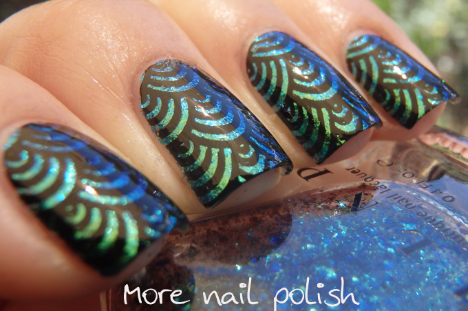 Scaled stamping over Gaia with Messy Mansion accessories ~ More Nail Polish