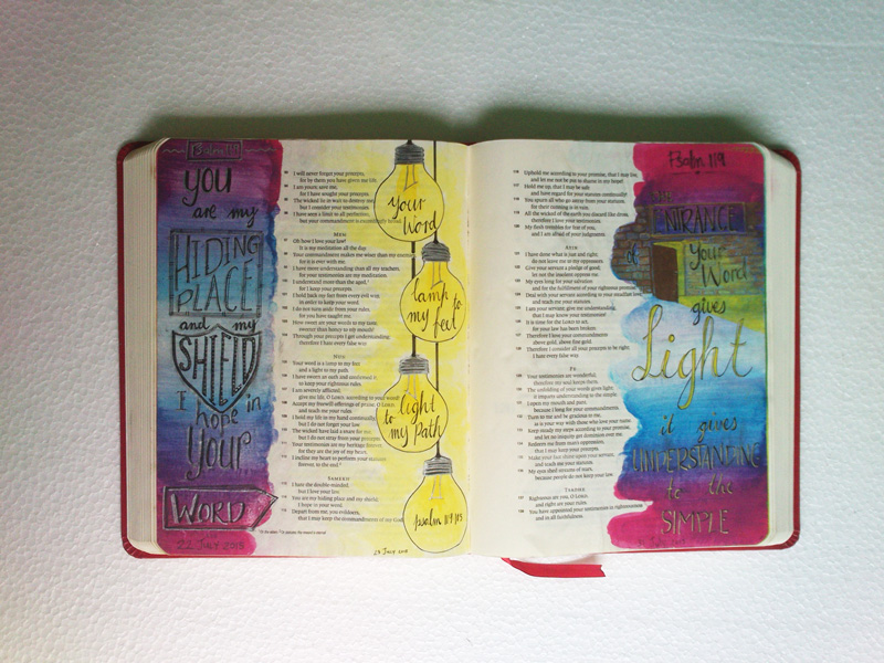 The entrance of your words gives light;it gives understanding to the simple.Psalm 119:140 #illustratedfaith #biblejournaling #lovegodgreatly